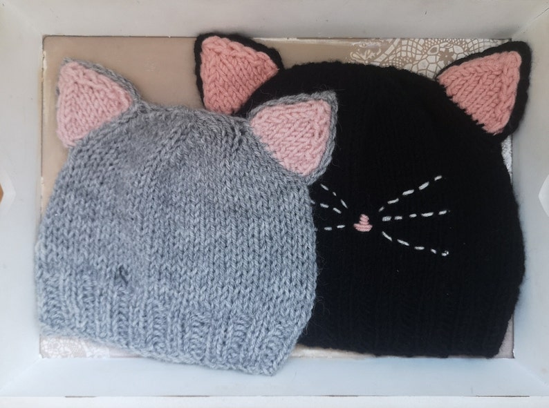 Baby Hat Knitting Pattern Kitty Cat Knitting Pattern Baby Etsy