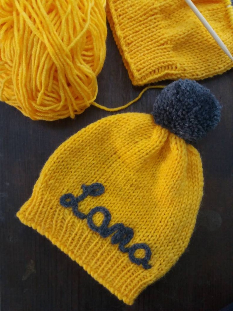 personalised knitted baby hats