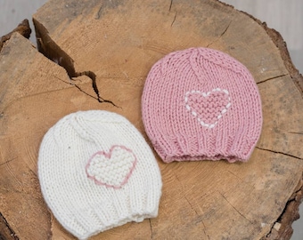 Baby Hat Knitting Pattern, Hat with a Heart knitting pattern, Hat Pattern, Easy Knitting Pattern, Baby Knitting