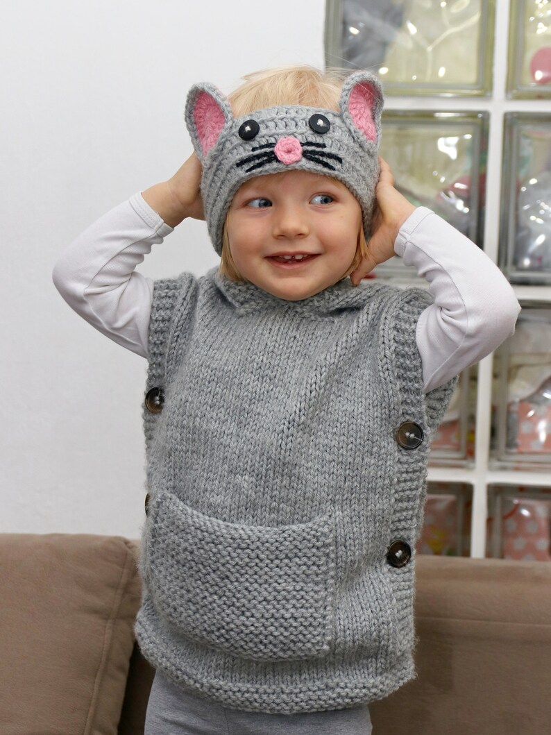 Baby Hoodie Vest Pattern Vest Knitting Pattern plus Mouse Etsy España