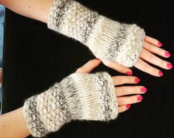 Simple Knit Gloves Pattern, Easy Knitting Pattern, Fingerless Knit Mittens Pattern, Pattern for Beginners, PDF knitting Pattern