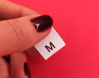 Twill Clothing Size Labels: Fold and Sew-in, XS-XXXL (100 Pieces)