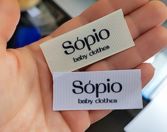 Etiquetas de tela satinada coloridas personalizadas: etiquetas para coser y cuidar la ropa