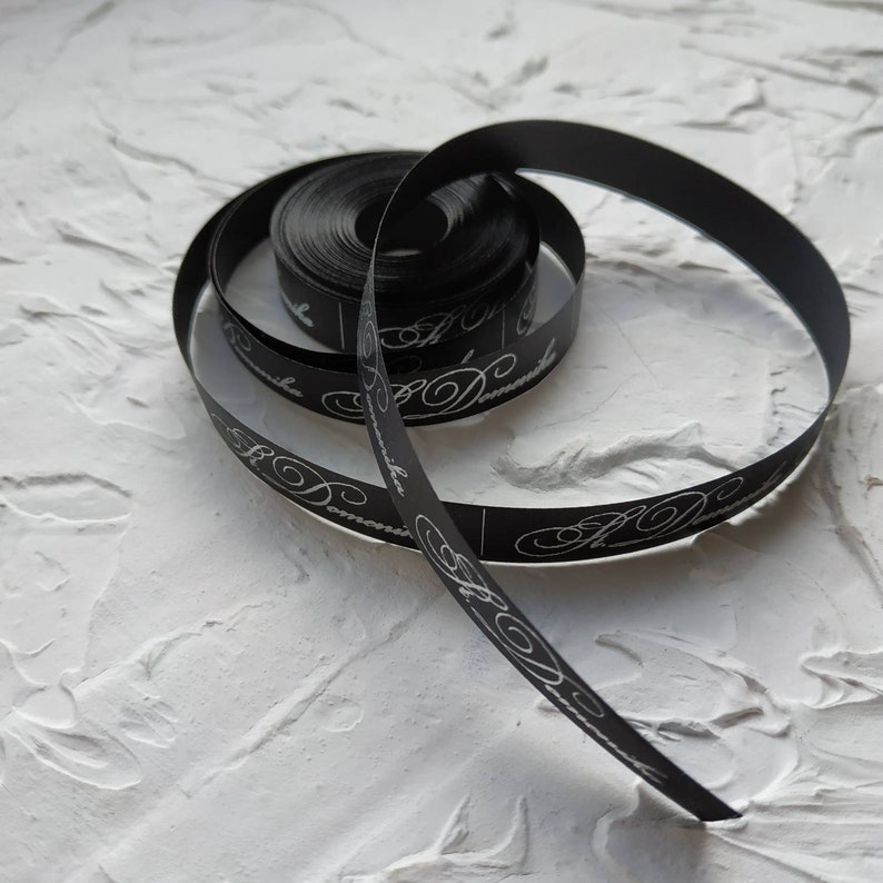 50 yard Custom satin ribbon Personalized ribbon Customised ribbon printed Brand logo on ribbon Handmade clothes tag Text tag Branded ribbon