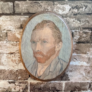 Vincent van Gogh Self Portrait Art Sign Wall Plaque - Handmade wood ink transfer