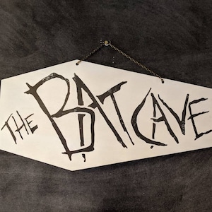 The Bat Cave Goth Club London Replica Batcave Sign 1982- Ink transfer onto Wood