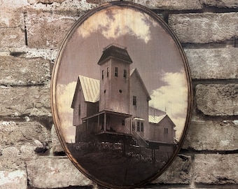 Maitland House Photograph Portrait - Horror Wall Art Inspired by Beetle Juice - Handmade Wood Plaque Sign