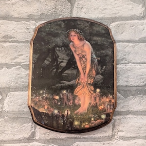 Fee midzomeravond van Edward Hughes houten muurplaquette - heksenfee muurdecoratiekunst - handgemaakte houten muurkunst