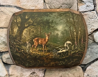 Bambi, a Life in the Woods door Felix Salten - Victoriaans geïnspireerde stijl verhalenboek muurkunst - Handgemaakte houten plaquette