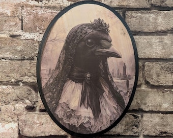 Miss Crow in Mourning Veil Victorian Portrait - Vintage Style