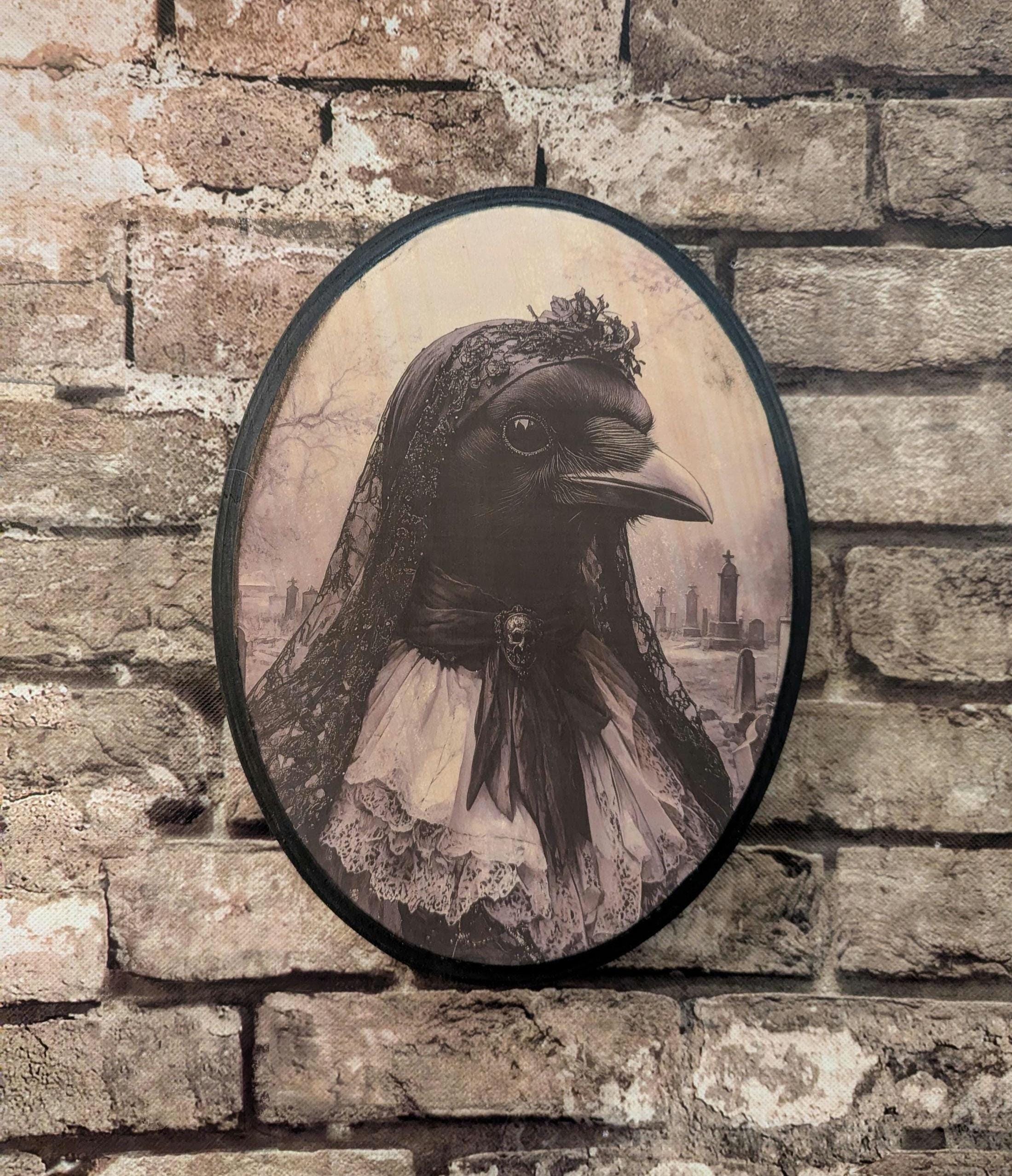 Miss Crow in Mourning Veil Victorian Portrait - Vintage Style