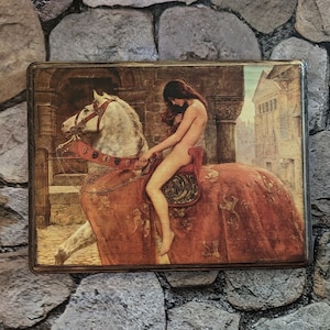 Lady Godiva by John Collier Wooden Wall Plaque Sign- Witch Wall Décor Art - Handmade Witchcraft Wall Art