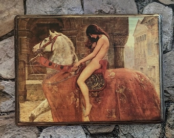 Lady Godiva by John Collier Wooden Wall Plaque Sign- Witch Wall Décor Art - Handmade Witchcraft Wall Art