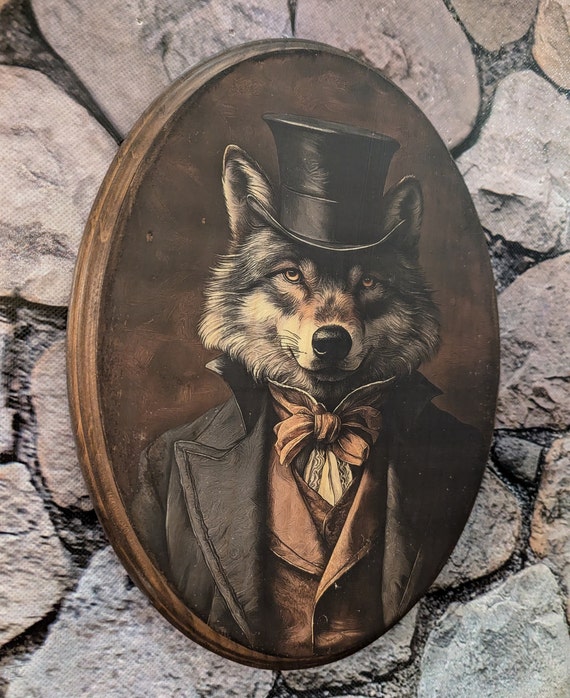 軒瓦 古瓦 モダン アンティーク ヴィンテージ レトロ wall art US Mr Wolf Victorian Wall Art - Vintage Style Animal Wall Art