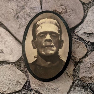 MINI Frankenstein Portrait -Universal Monsters-  Wood Sign Wall Plaques - Handmade wood ink transfer