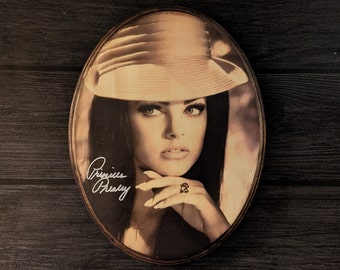 Autographed Priscilla Presley Portrait - Modeling Photo on Wood Wall Plaque - Model Wall Art - Handmade