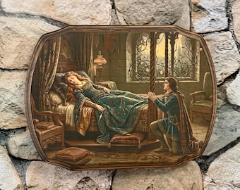 Doornroosje in het bos door Charles Perrault - Victoriaans geïnspireerde stijl verhalenboek muurkunst - Handgemaakte houten plaquette