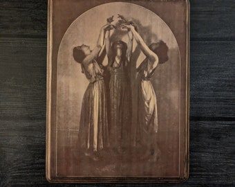 Three Witches Dancing By Helen Moller 1918 - Wooden Wall Plaque Sign- Witch Wall Décor Art - Handmade Witchcraft Wall Art