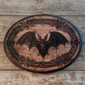 Bat Victorian Portrait Wooden Wall Art- Vintage Style Animal Wall Art - Wood Decor Plaque Sign - Handmade photo transfer