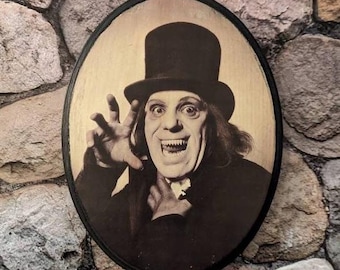 Professor Burke London After Midnight Portrait - 1927 Silent Film Lon Chaney Jr - Wood Sign Wall Plaque - wood ink transfer