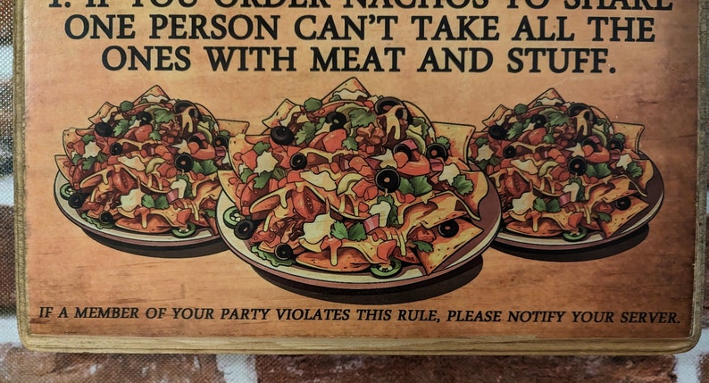 Fully Loaded Nachos Rules Wood Sign I Think You Should Leave Tim Robinson Handmade Wall Hanging Plaque image 3