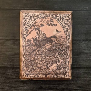 Witch Riding a Wolf -La Vie Execrable de Guillemette Babin Sorciere by Maurice Garcon- Wood Plaque Sign Handmade Witch Wall Art