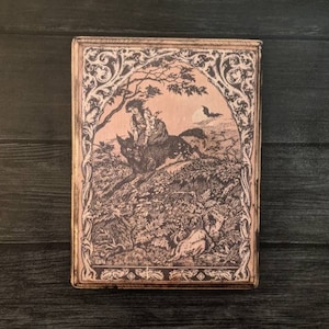 Witch Riding a Wolf -La Vie Execrable de Guillemette Babin Sorciere by Maurice Garcon- Wood Plaque Sign Handmade Witch Wall Art