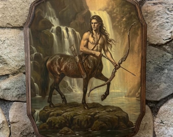 Centaur Victorian Style Art - Wooden Wall Plaque Sign- Mythical Greek Wall Décor Art - Handmade Witch Wall Art - Fantasy Mythology