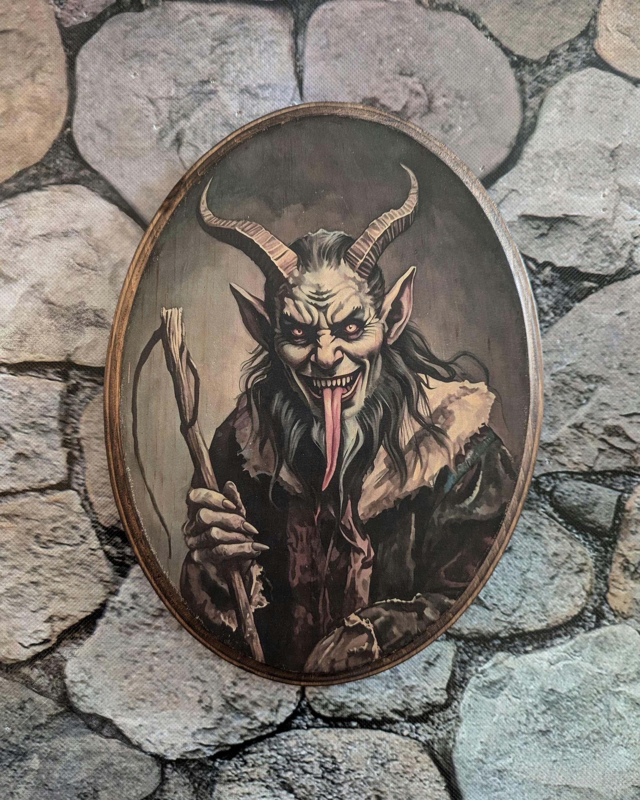 Alksubbm Dark Vintage Krampus wandophanging, boerderij