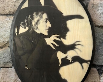 Wicked Witch Margaret Hamilton Silhouette Portrait Wooden Sign Wall Plaque - Oz - Handmade wood ink transfer