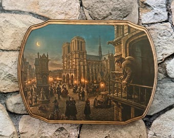 De klokkenluider van de Notre-Dame door Victor Hugo - Victoriaans geïnspireerde stijl verhalenboek kunst aan de muur - Handgemaakte houten plaquette
