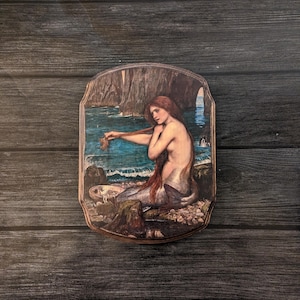A Mermaid by John Waterhouse - Wooden Wall Plaque Sign- Mythical Mermaid Wall Décor Art - Handmade Witch Wall Art