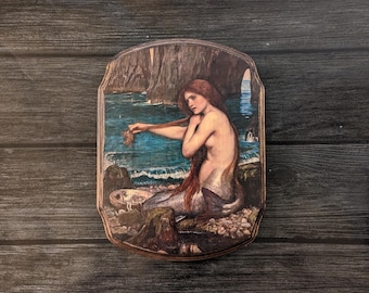 A Mermaid by John Waterhouse - Wooden Wall Plaque Sign- Mythical Mermaid Wall Décor Art - Handmade Witch Wall Art