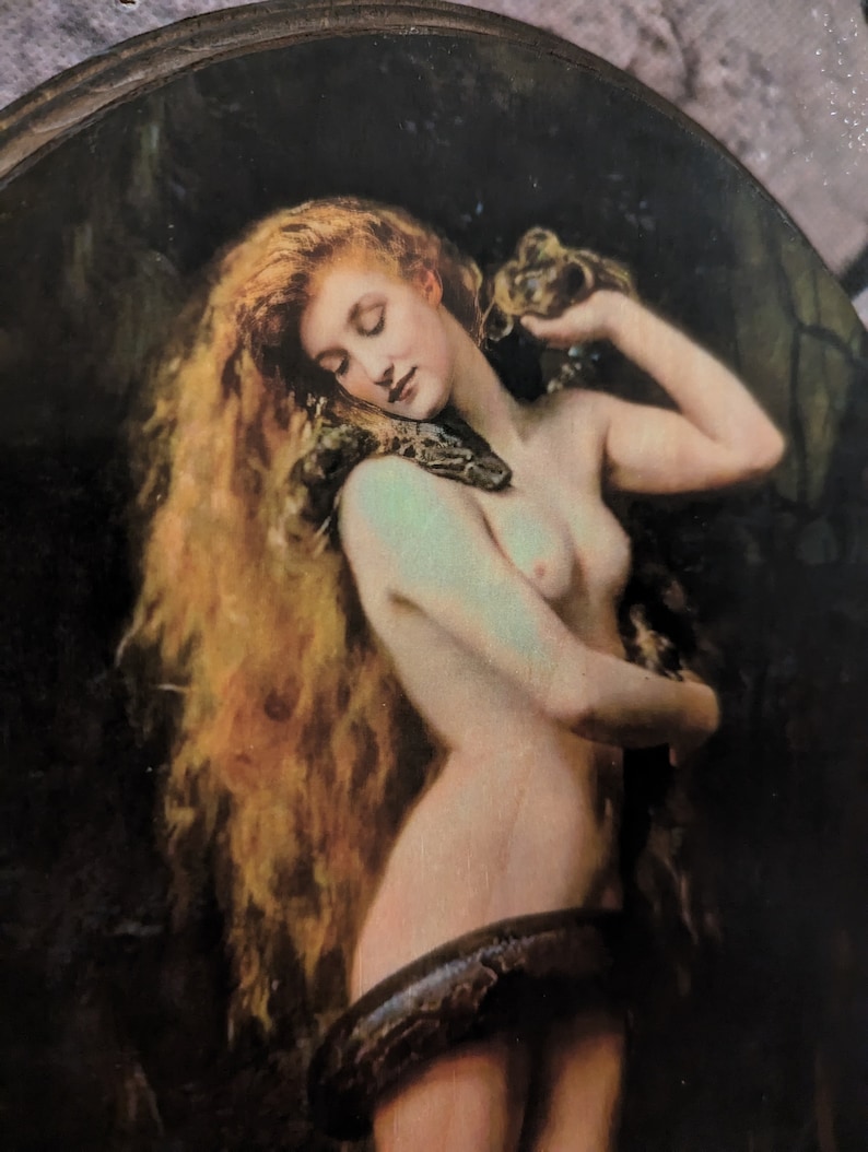 Lilith by John Collier - Hexen Wand Kunst - Handgemachtes Holz Schild Zeichen - Hexerei Schlange Wand Kunst Garten Eden Bild 3