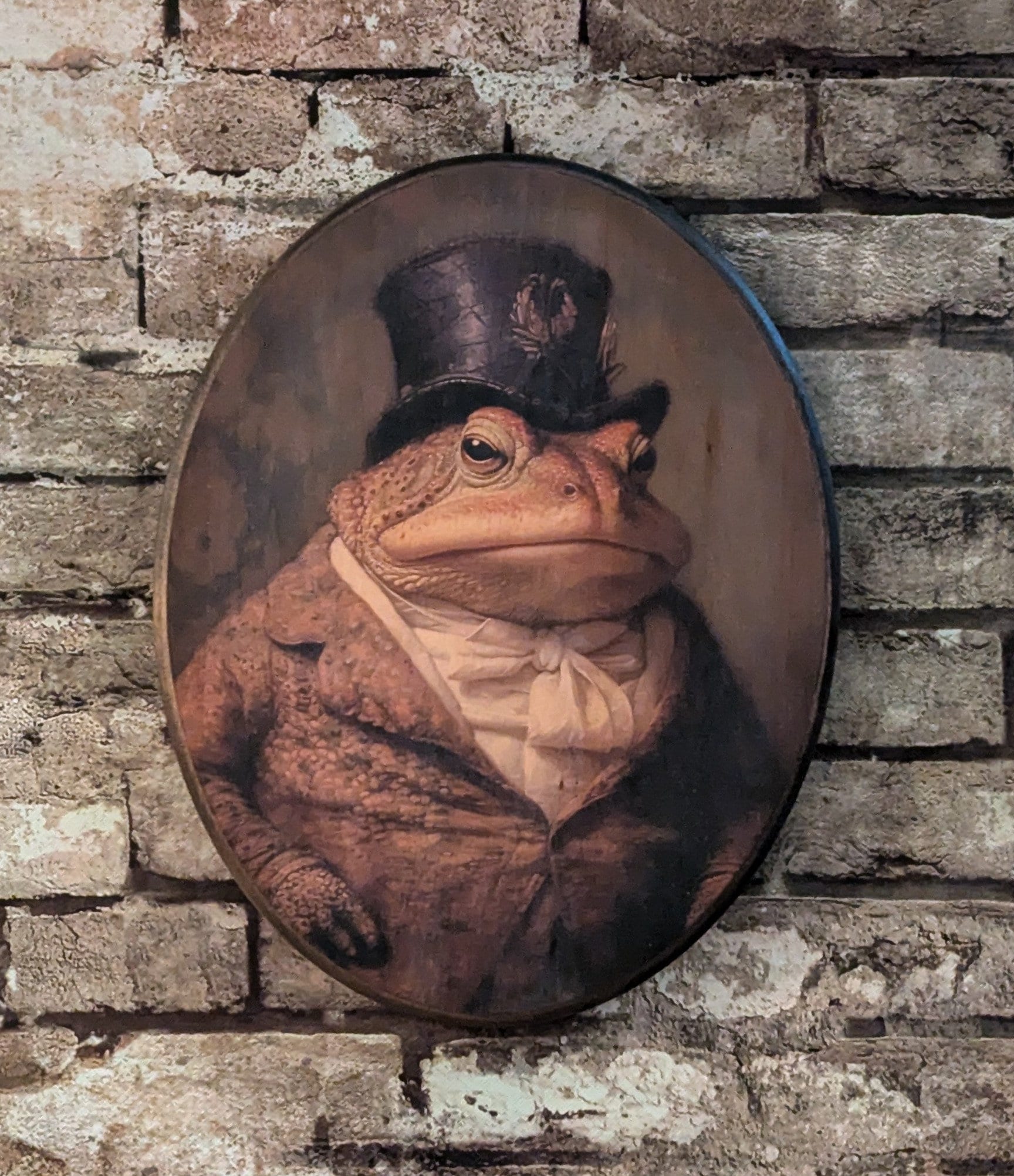Mr Toad Victorian Wood Portrait - XL 11 X 14 INCHES - Vintage Wall