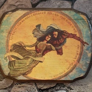 Dracula and Mina / Elisabeta Cathedral Ceiling Painting - Bram Stoker's Dracula - Wood Sign Wall Art Plaque - Handmade Gary Oldman