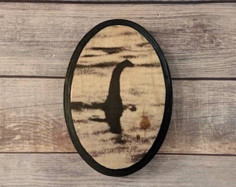 MINI Loch Ness Monster Wooden  Portrait - Cryptozoology Nessie Mysterious Creature Scotland - Handmade Wood Sign Wall Plaque