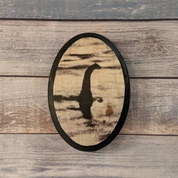 MINI Loch Ness Monster Wooden  Portrait - Cryptozoology Nessie Mysterious Creature Scotland - Handmade Wood Sign Wall Plaque