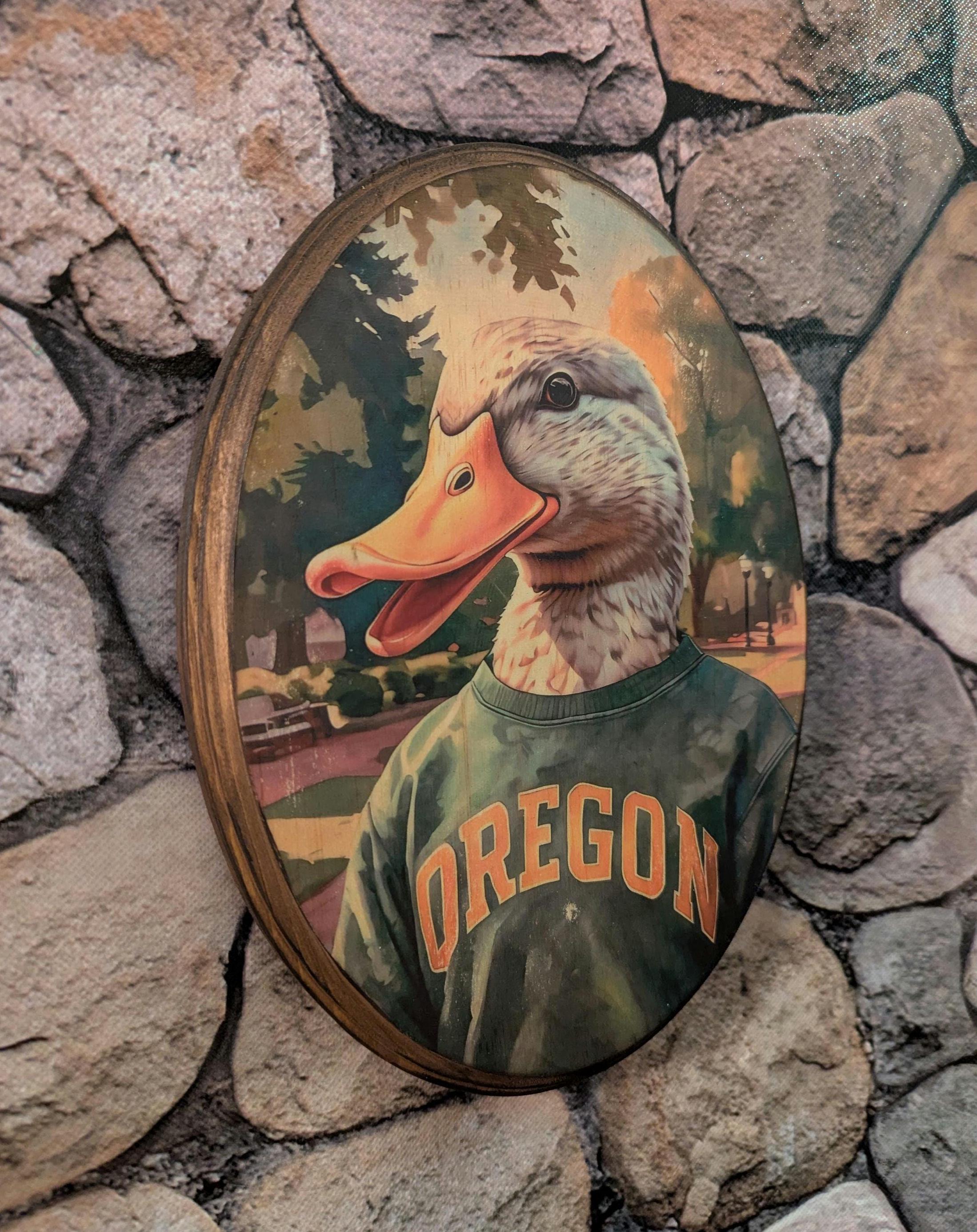 Student Duck Portrait Wooden Wall Art - Handmade Wood Plaque Sign
