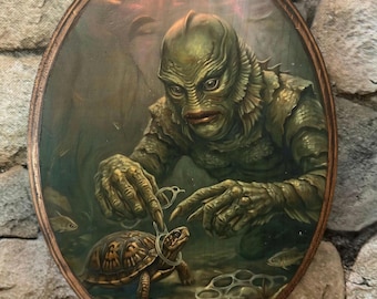 Creature From The Black Lagoon Wood Portrait - Universal Monsters Classic Horror Movie Art - Wood Wall Plaques Handmade image transfer