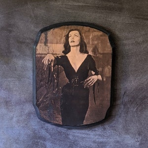 Vampira - Maila Nurmi - Wall Hanging Plaque Sign - Handmade wood ink transfer