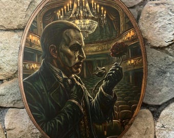Phantom of the Opera Wood Portrait - Universal Monsters Classic Horror Movie Art -  Wood Wall Plaques Handmade image transfer Broadway Music