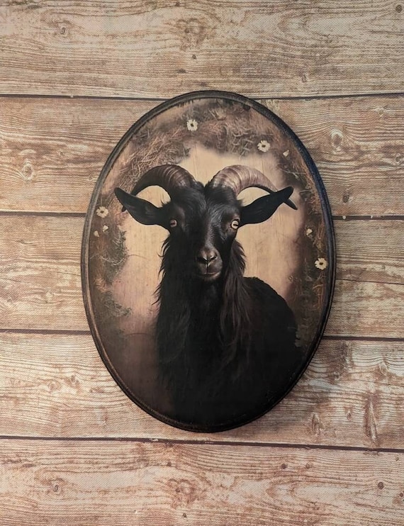 Black Phillip Goat Victorian Wall Art - Vintage Style Animal Art