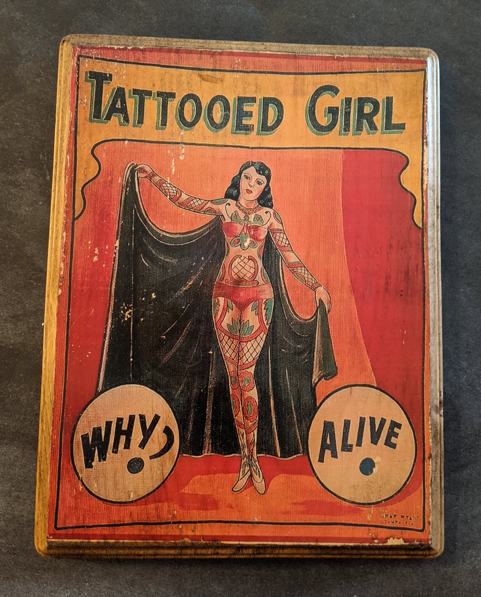 Tattooed Girl Freak Show Sideshow Vintage Art Hanging Wall Plaque Sign  Handmade Tattoo Wall Art Shop Parlor Artist - Etsy