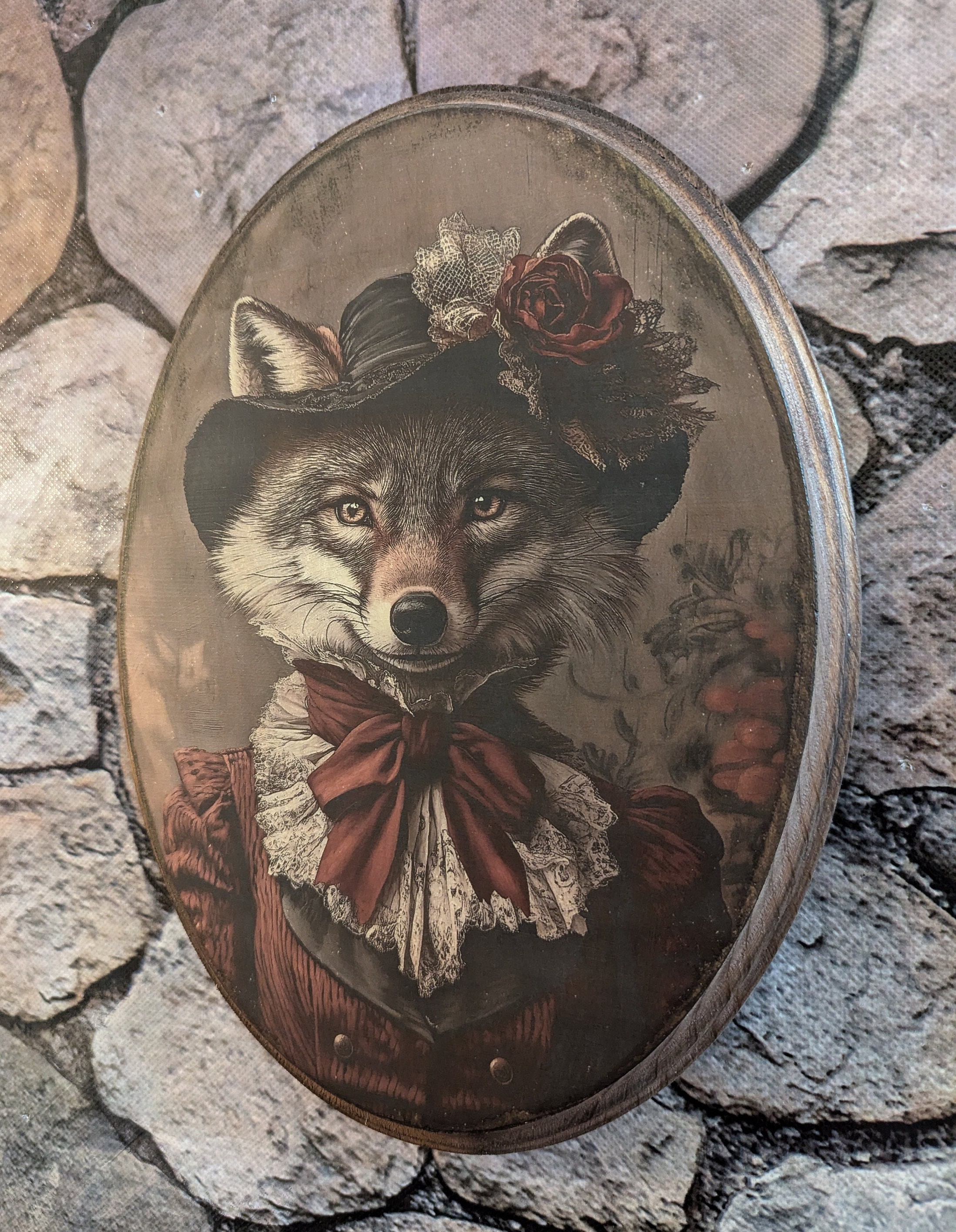 軒瓦 古瓦 モダン アンティーク ヴィンテージ レトロ wall art US Miss Wolf Victorian Wall Art - Vintage Style Animal Wall Art
