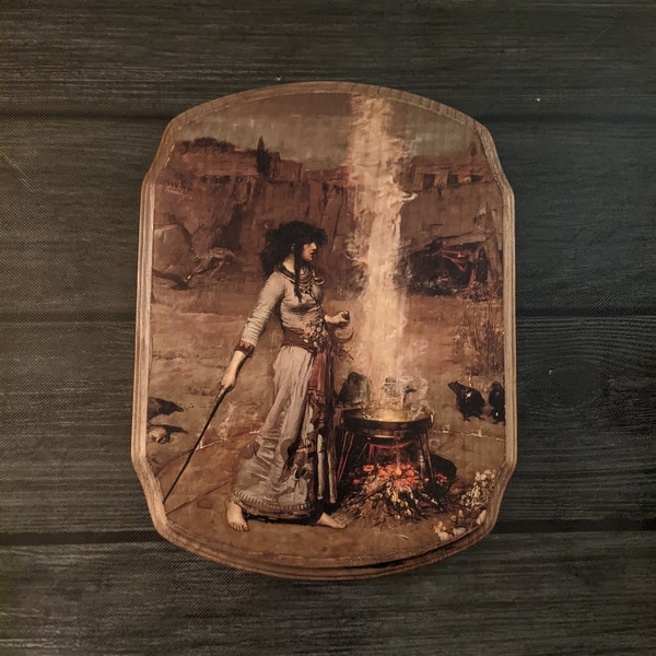 Magic Circle von John Waterhouse Wandtafel Holzschild - Handgemachte Witchcraft Wanddeko