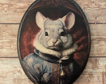 Chinchilla Victorian Wall Art - Vintage Style Animal Wall Art - Wooden Décor Plaque Sign - Handmade photo transfer