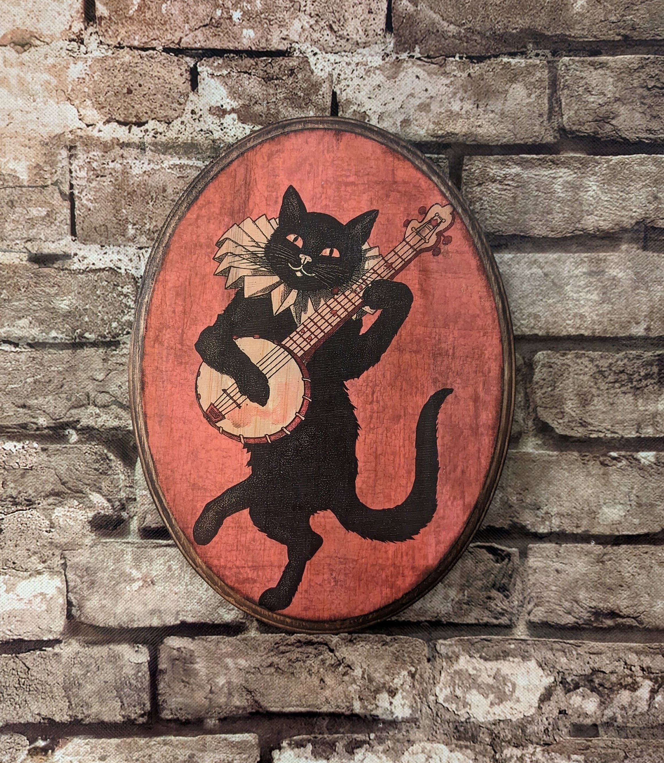 バンジョーを弾く黒猫のアート 1896年 - ボストン MA 短編小説ポスター
