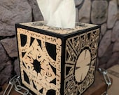 Wooden PUZZLE BOX - Handmade Tissue Box Dispenser - Lament Configuration Box - Lemarchand&#39;s Box