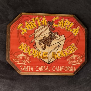 Santa Carla Noodle House Sign Wooden Plaque - The Lost Boys - Wood Sign Handmade ink transfer
